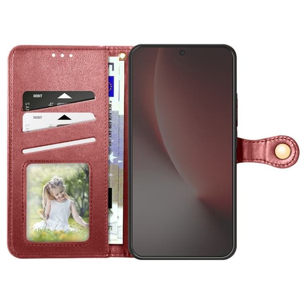 Folio Wallet Case til Honor Magic 8 Lite med Håndledsrem og Kortholder Rød Röd