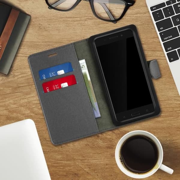 Smartphone-etui 5,3 til 5,8'' tegnebogscover Skydekortholder - grå XXL Grå
