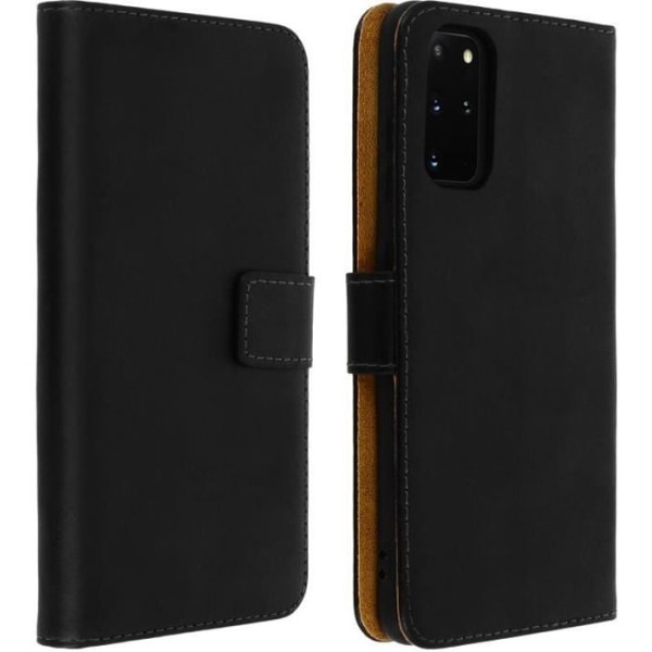 Fodral för Samsung Galaxy S20 Plus - AVIZAR - Äkta Läder - 2 Kortfickor - Videostöd - Magnetisk Svart