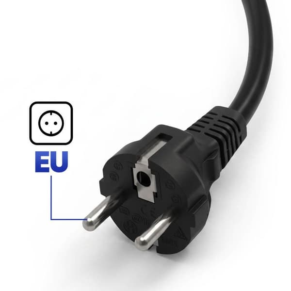 65W Strømforsyning til HP Computer med Vinklet Stik og 1,2m Sort Kabel Svart
