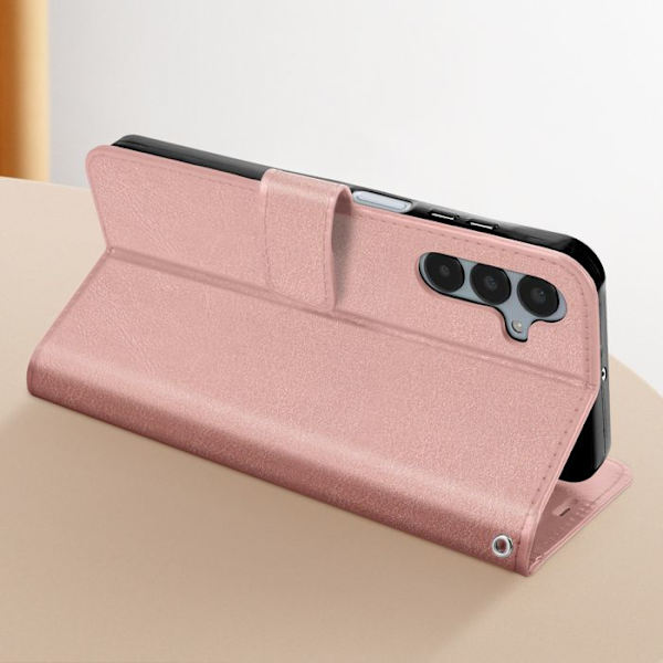 Fodral till Samsung A25 5G - MAYAXESS - Funktion för plånboksställ - Rosa - Syntet - Flik Rosa