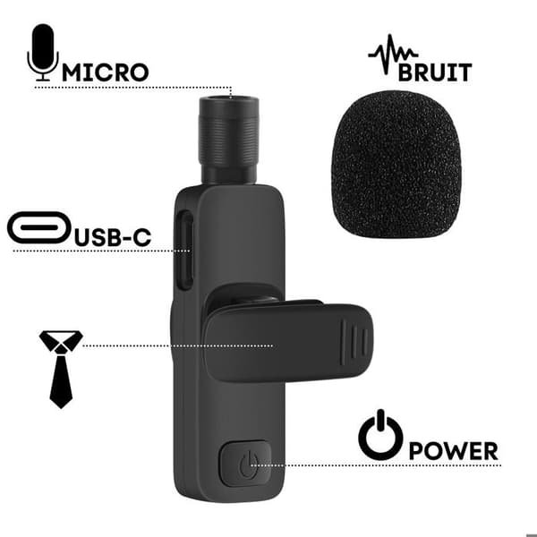 Langaton mikrofoni Lightning-vastaanottimella iPhone varten, musta