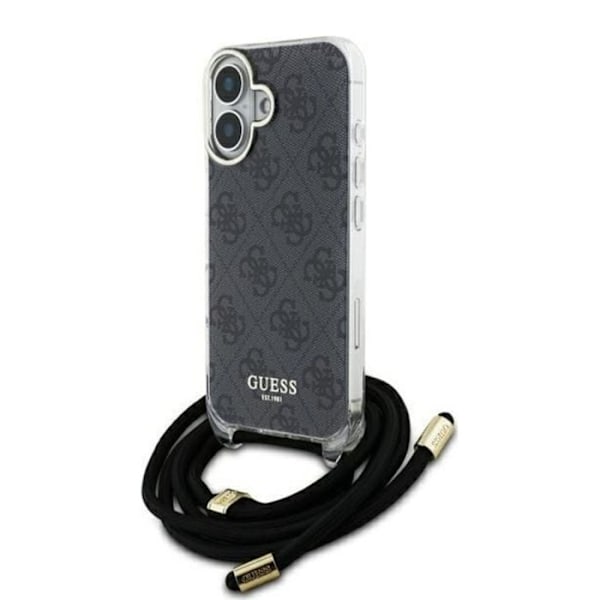 Coque til iPhone 16 - Guess Crossbody Cord 4G Print (GUHCP16SHC4SEK) - Sort
