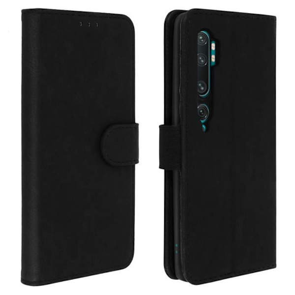 Etui - AVIZAR - Mi Note 10 - Kortholder - Videostativ - Magnetisk lukning - Sort Svart
