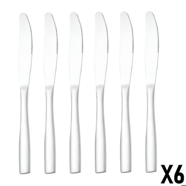 Spiseknive - CHEFFINGER - 23cm - Rustfrit Stål - Sæt af 6 - Korrosionsbestandige Grå