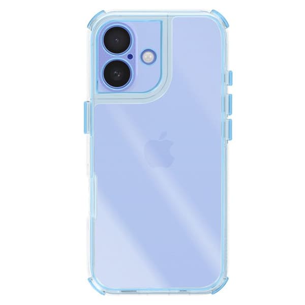 Skydd för iPhone 16 Förstärkt Bi-Material Design Texturerad Halkfri Ljusblå Blå