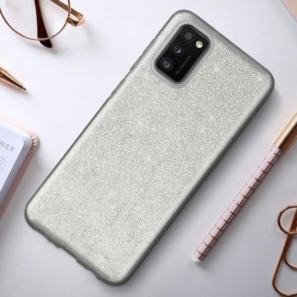 Beskyttelsescover - Samsung - Galaxy A41 - Paillette - Semi-solid silikone - Chic Silvergrå
