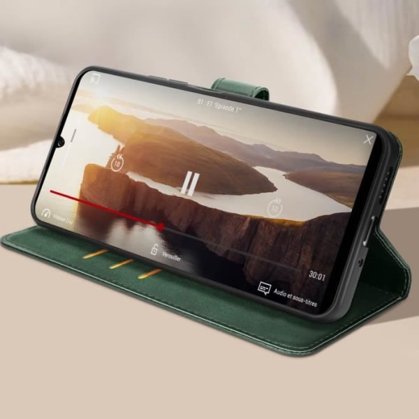 Taske til Xiaomi Poco M6 Håndledsrem Flip Wallet Stand Mørkegrøn