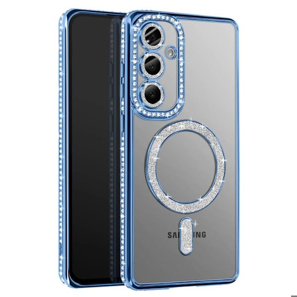 Coque Diamant pour Samsung Galaxy S25 MagSafe Contour Strass Bleu Blå