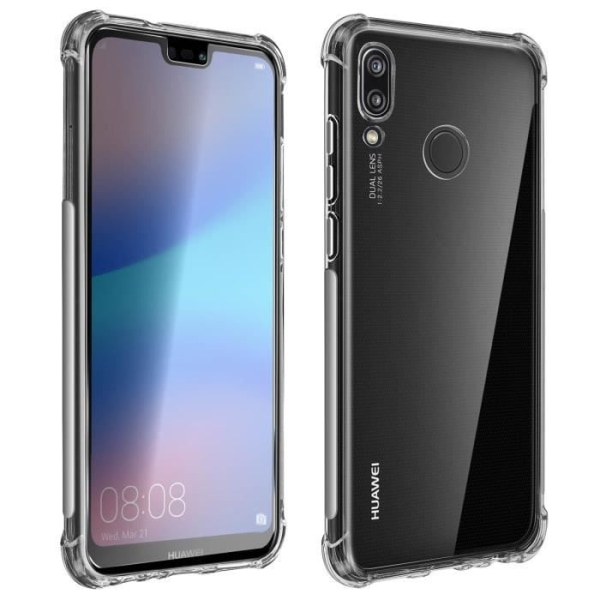 Huawei P20 Lite Protection Pack Blødt etui + 9H hærdet glasfilm gennemsigtig hvid