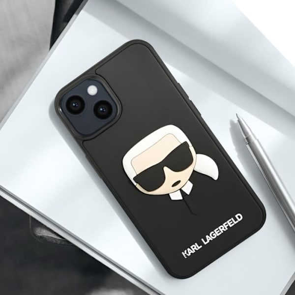 Taske til iPhone 14 - KARL LAGERFELD - Bi-materiale - Forhøjede kanter - Sort Svart