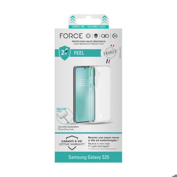 Baksida för Samsung Galaxy S25 Förstärkt 2m Force Case Transparent Vit