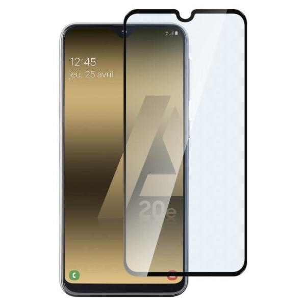 Skyddsfilm - AVIZAR - Galaxy A20e - 9H härdat glas - Fasade kanter - Fullständigt skydd Transparent, svart