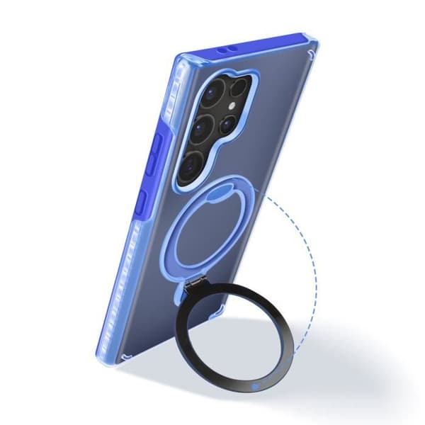 Coque MagSafe - Samsung - Galaxy S24 Ultra - Stødabsorberende - Fleksibelt Stativ - Blå Blå