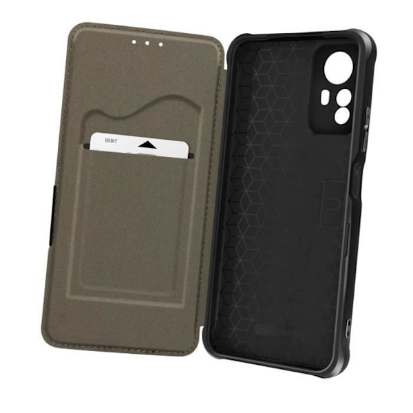 Fodral till Xiaomi Redmi Note 12S - AVIZAR - Razor Book - Svart - Korthållare - Förstärkta hörn Svart