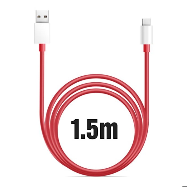 USB-C - USB-C Nopea Lataus SuperVOOC 12A 1.5m Virallinen Oneplus Punainen Röd