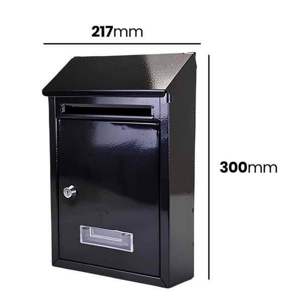 Vandtæt og rustfri metal postkasse 30×21.7×7cm sort Svart