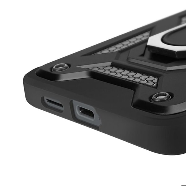 Coque til Samsung S25 Edge Ring Support med Kamera Beskyttelse Mayaxess Sort Svart