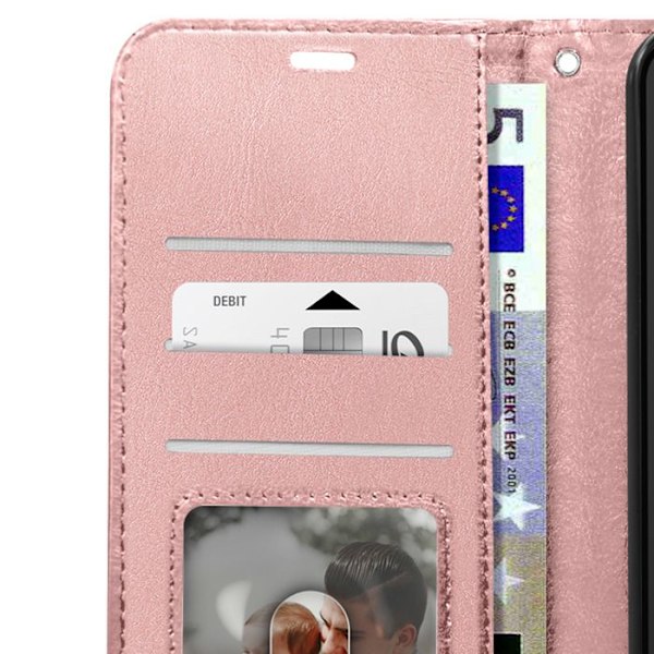 Lompakkokotelo Samsung A55:lle - MAYAXESS - Samppanjanpunainen - Jalusta ja rannehihnatoiminto Rosa