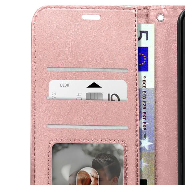 Pung etui til Samsung A55 - MAYAXESS - Champagne Pink - Stand og håndledsrem funktion Rosa