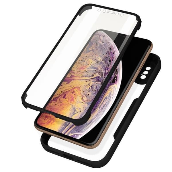Heldeksel - MÆRKE - iPhone XS Max - Stødabsorberende - Synligt design - Robust plexiglas Transparent, svart
