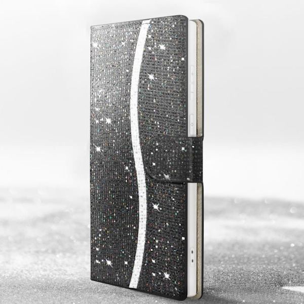 Fodral till Samsung S23 Ultra - AVIZAR - Glitter Disco - Svart - Hårt skal - Videostöd Svart