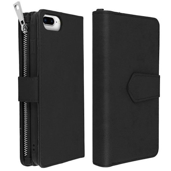 Lompakko-asuste - AVIZAR - iPhone 6/6S/7/8 Plus - Musta - Kova Kuori - Korttipidike svart