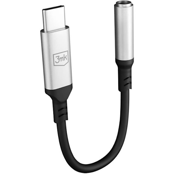 USB C till 3,5 mm jack ljudadapter Hög ljudkvalitet Kompakt 3mk Svart - Silver