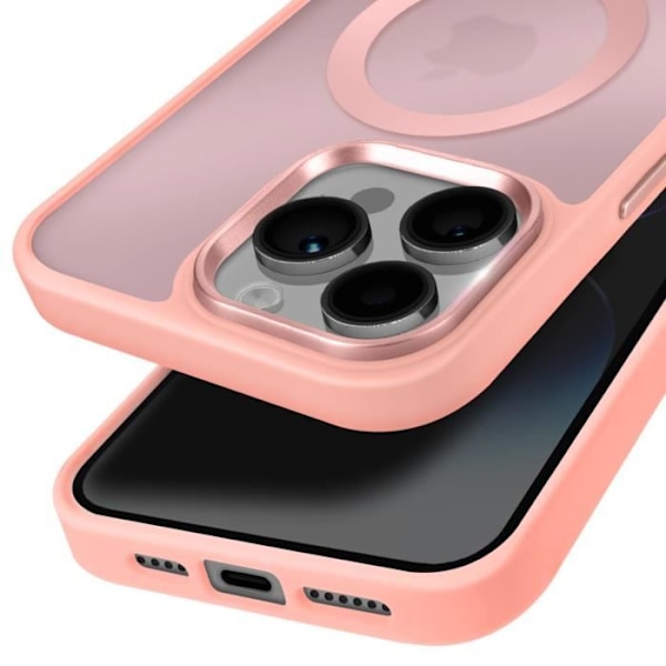 Coque MagSafe til iPhone 14 Pro Mat Frostet Baggrund Rosa Kant Rosa