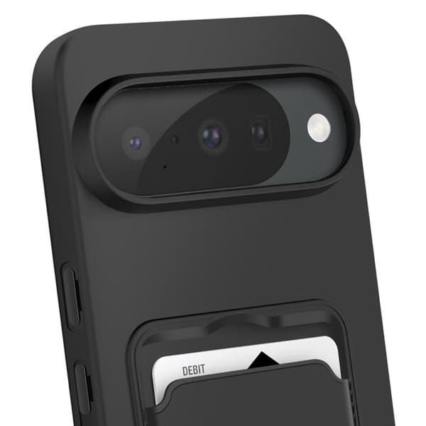 Cover - ADVARSEL - Google Pixel 10 - Silikone Blød - Kortholder - Ultra Stærk Rem Sort