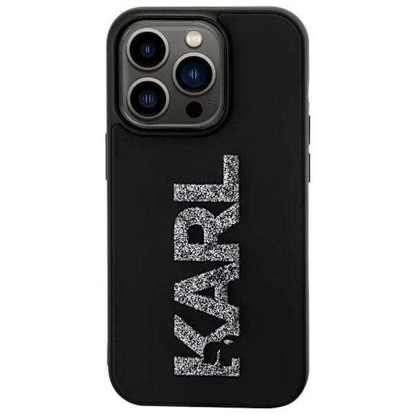 Cover til iPhone 15 Pro - KARL LAGERFELD - Bi-materiale lædereffekt bagside - Hævede kanter - Sort Svart