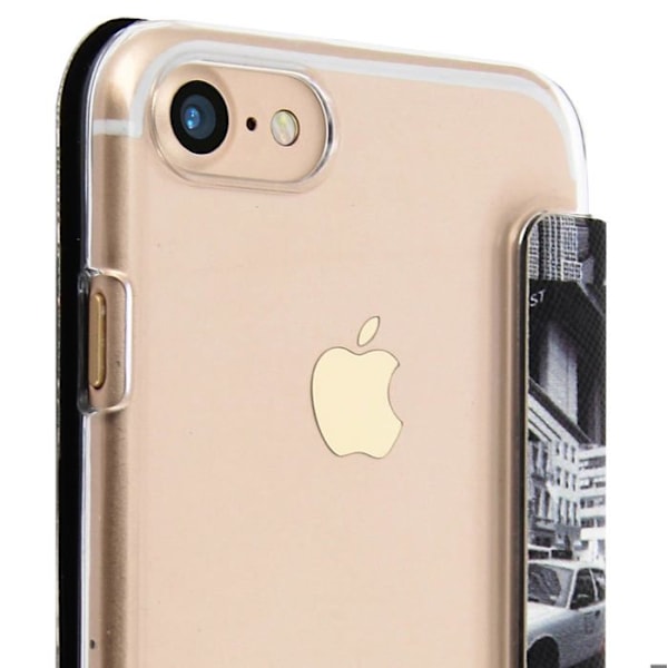 Etui Portefeuille Akashi New York iPhone 7 og iPhone 8 - Indbygget kortlomme Röd