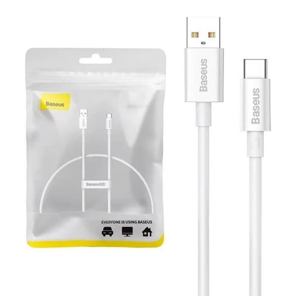 Data- och laddningskabel - BASEUS - USB-A / USB-C - 100W - 480 Mbps - 0,25 meter Vit
