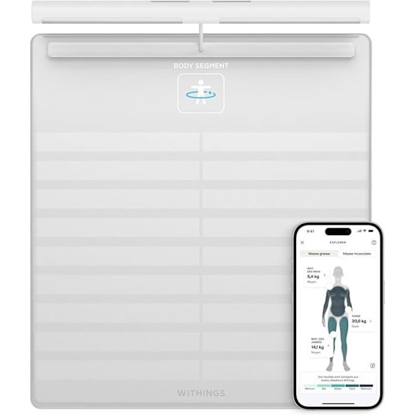 Uppkopplad Våg - Withings - Body Scan - Vit - Elektrokardiogram - 180 kg - 50 g indelning