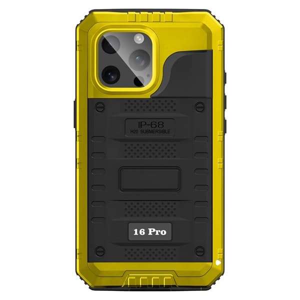 Vandtæt Cover til iPhone 16 Pro IP68 Stødabsorberende Forstærket Kant Sort / Gul Gul