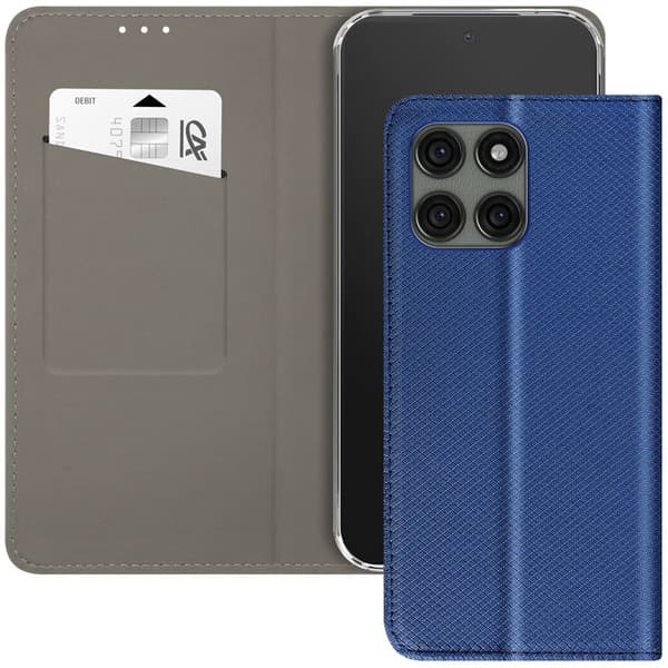 Case Motorola Edge 60 Pro - AVIZAR - Raidoitettu tekstuuri - Korttipidike - Sininen - Keinonahka Blå