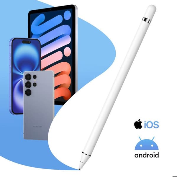 Taktile Stylus - APOKIN - Spids 1,5mm - Batteritid 20 timer - Micro-USB Opladning - Hvid Aluminium Vit
