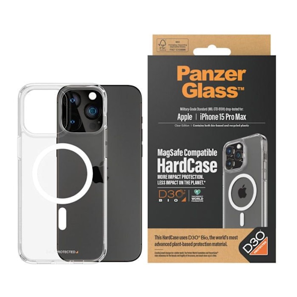 PanzerGlass HardCase Kompatibel med MagSafe til iPhone 15 Pro Max D3O Clear