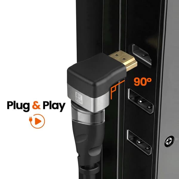 HDMI til HDMI 90° Vinkel Videoadapter 8K Ultra HD LinQ Grå