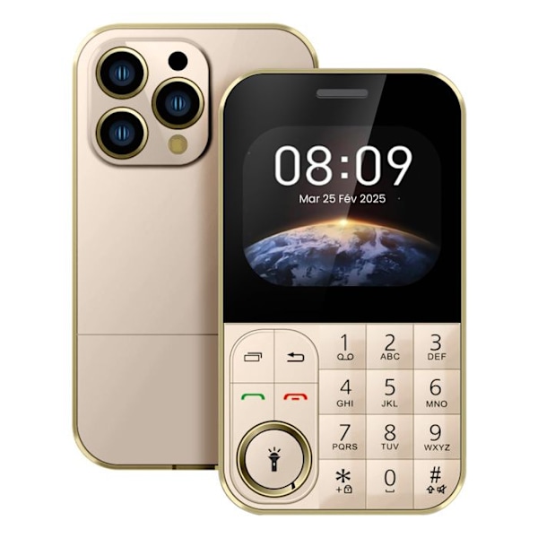 Käytönäppäimillä varustettu matkapuhelin 2,01 tuuman näyttö Double SIM Kaareva tyylillä Kulta