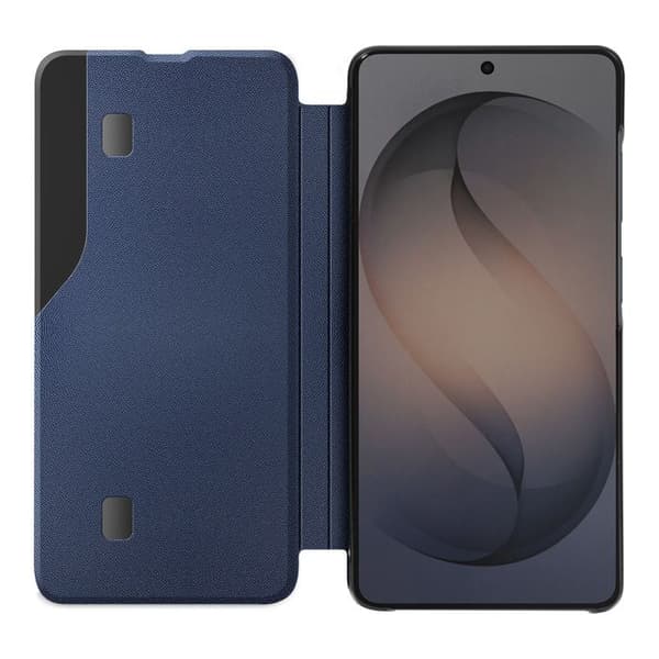 Fodral med lock för Galaxy S26 Plus, tvåmaterialdesign med ställfunktion, nattblå Blå