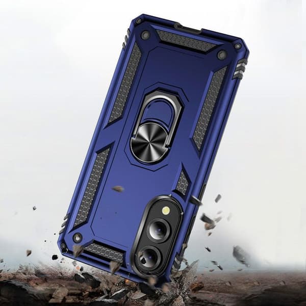 Coque för Samsung Galaxy S25 Edge Hybrid Ring Magnetiskt Stöd Blå Blå