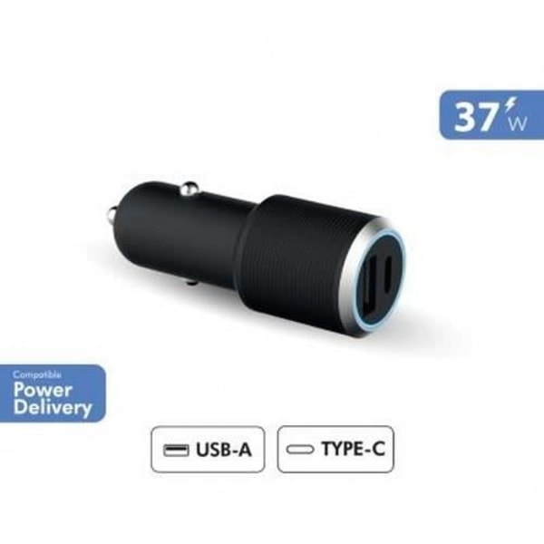 Bil8614 - Force Power Lite - Dubbel Laddare 37W - USB C 25W - USB A 12W - Snabbladdning Svart