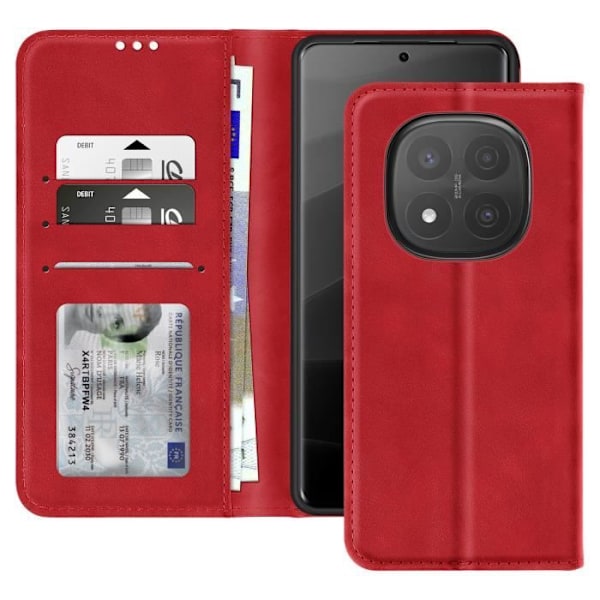Redmi Note 14 Pro ja 14 Pro Plus Lompakko ja Tuki Punainen Röd