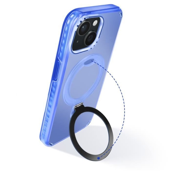 Coque MagSafe - Stødabsorberende - iPhone 15 Plus og 14 Plus - Fldbart Stativ - Blå - Bimateriale Blå
