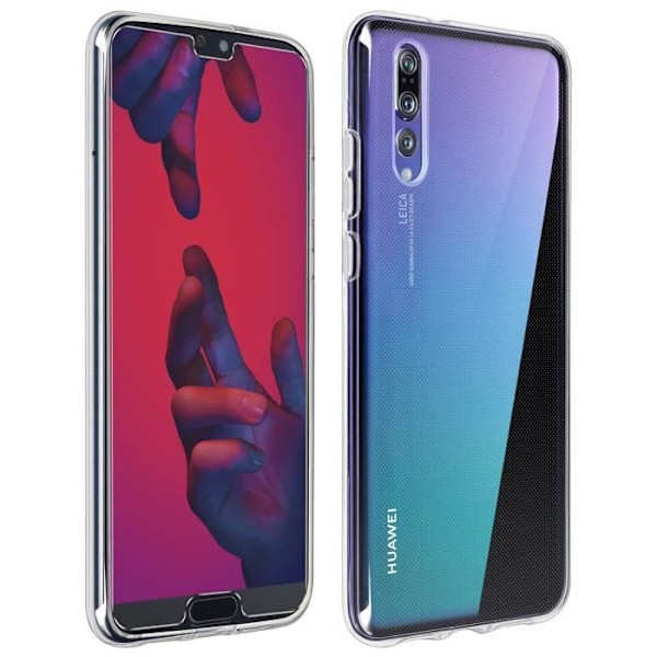 Skyddande fodral och film - Huawei - P20 Pro - Transparent silikon - Härdat glas - Komplett paket transparent