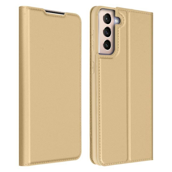 Korthållare - Dux Ducis - Samsung Galaxy S21 Plus - Ekologiskt läder - Videostöd - Guldgult Gult guld