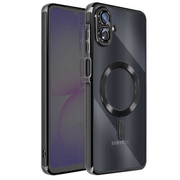 Magsafe Cover - AVIZAR - Galaxy A07 - Krom Sort Kant - Elegant Beskyttelse - Blød Svart