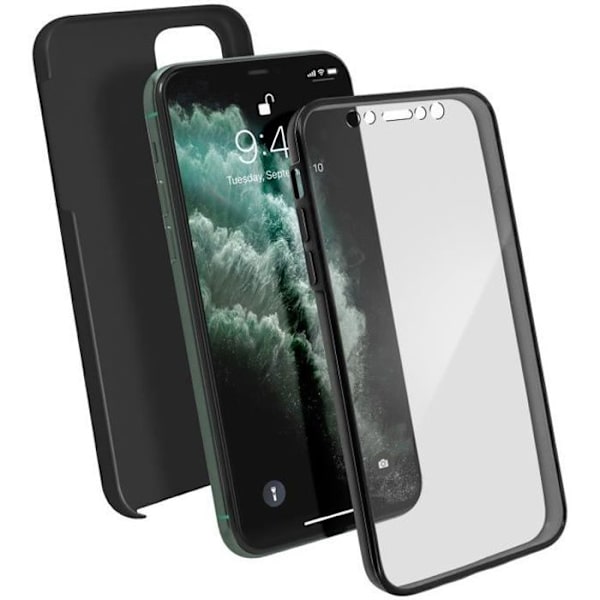 Coque - iPhone - 11 Pro Max - Heltäckande skydd - Hård och mjuk - Svart Svart