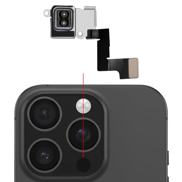 Nappe forbindelse Scanner LiDAR / AR / Autofokus til iPhone 16 Pro Sort Svart